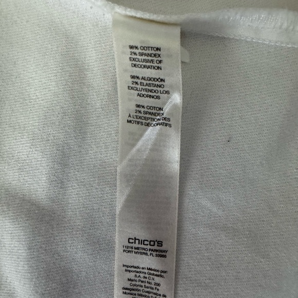 Chico’s Platinum White Embellished Jacket Sz 1 (M) Pearl & Rhinestone Trim M6 - Picture 10 of 10